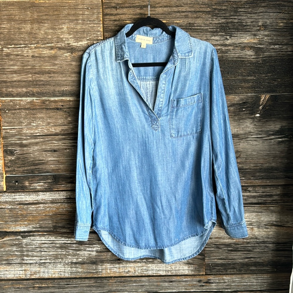 Anthropologie Cloth and‎ Denim Chambray Tunic Shirt